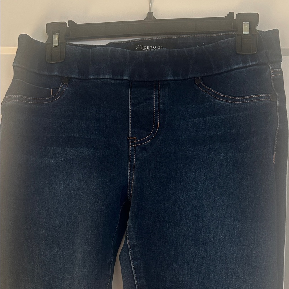Liverpool Deep Blue Denim Jeans elastic waist - Picture 2 of 8